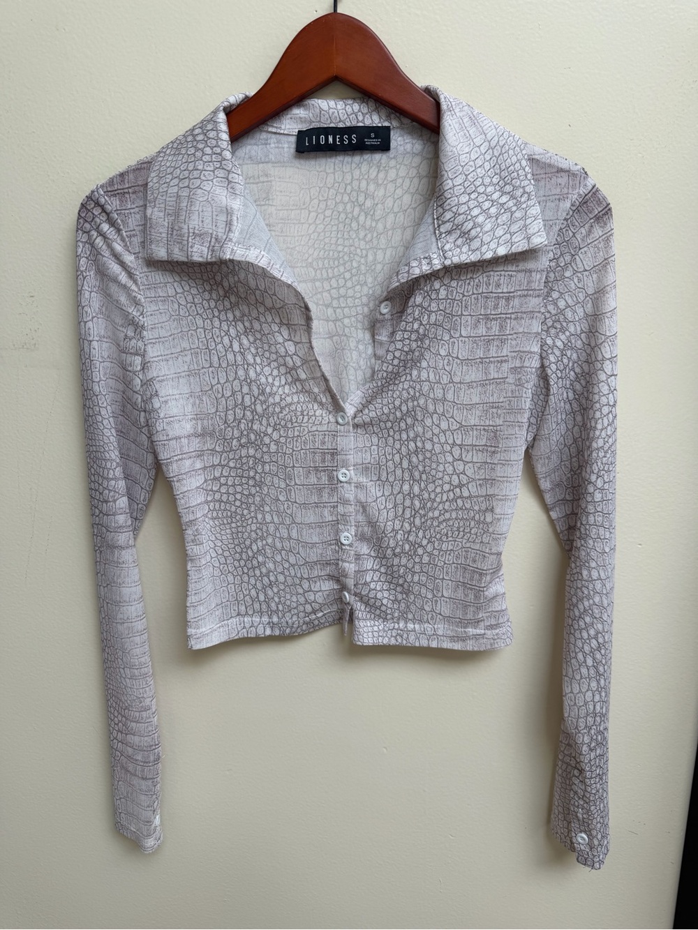 Lioness  Croc-Embossed Button-Down Collared Top